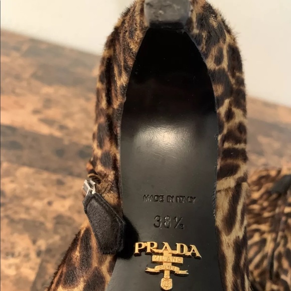 Prada Women's Brown Leopard Print Calf Hair Fur Bo - Picture 3 of 6